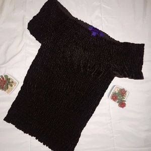 Black velvet off the shoulder top